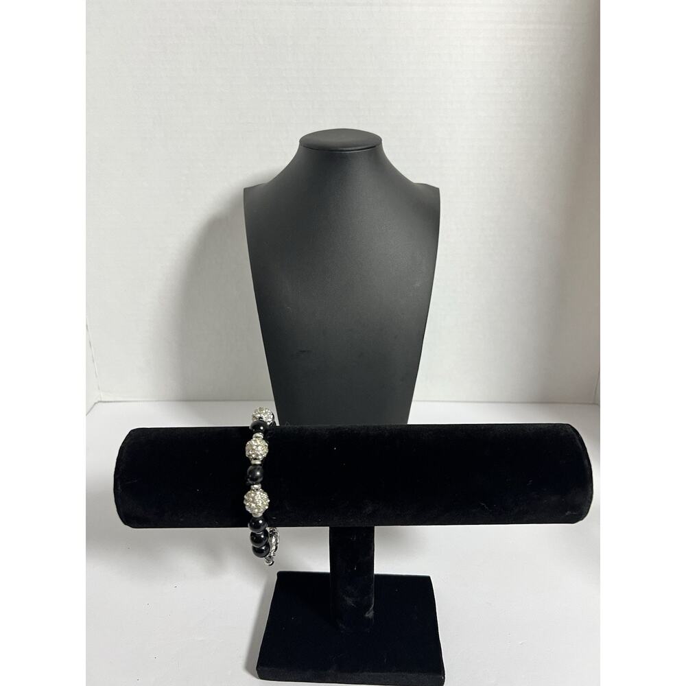 Vintage Women’s Black Beads Crystals Sparkly Adjustable 9.5” L